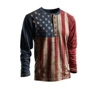 Christian Polo Shirts for Men Long Sleeve 1/4 Button Neck Religious Faith Cross Flag Graphic Sweatshirts Vintage Pullover, Watermelon Red, XL