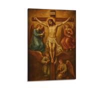 Christian Poster Classic Oil Style Crucified Jesus With Angels Decorative Painting Canvas Wall Posters And Modern Family Bedroom Decor 16x24inch(40x60cm)