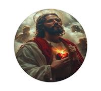 Christian Poster Jesus Christ Divine Holy Savior Redemption Metal Tin Sign Plaque Wall Decor for Cafe, Club Bar, Office, Home Garden Round Metal Poster 8x8Inch