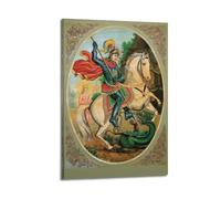 Christian Poster Saint George Slaying Dragon Icon Decorative Painting Canvas Wall Posters And Modern Family Bedroom Decor 20x30inch(50x75cm)