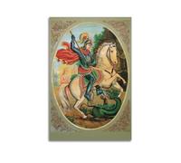 Christian Poster Saint George Slaying Dragon Icon Decorative Painting Canvas Wall Posters And Modern Family Bedroom Decor 08x12inch(20x30cm)