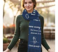 Christian Prayer Shawl - Soft Scripture Wrap, 27.5x70.8 Inch Breathable Christian Scarf with Inspirational Design, Religious Apparel for Mother Prayer, Christmas Worship, Bible Study, Ceremonies