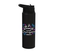 Christian Proverbs Joshua 1:9 Be Strong Bible Verse Faith Stainless Steel Insulated Water Bottle