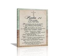 Christian Psalm 23 Wall Art Scripture Bible Verse Pictures Decor Farmhouse Jesus Living Room Painting Framed Artwork Home Decoration for Bedroom Bathroom Kitchen 16"x20"