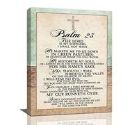 Christian Psalm 23 Wall Art Scripture Bible Verse Pictures Decor Farmhouse Jesus Living Room Painting Framed Artwork Home Decoration for Bedroom Bathroom Kitchen 12"x16"