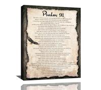 Christian Psalm 91 Wall Art Scripture Pictures Wall Decor Bible Verse Canvas Painting Prints Religous Inspirational Quote Framed Artworks Home Decoration for Bedroom Living Room Church Office 12"x16"