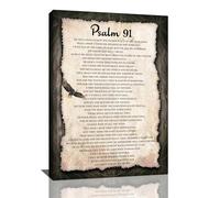 Christian Psalm 91 Wall Art Scripture Pictures Wall Decor Bible Verse Canvas Painting Prints Religous Inspirational Quote Framed Artworks Home Decoration for Bedroom Living Room Church Office 16"x24"