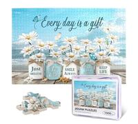 Christian Puzzle Bible Verses Beach 1000 Pieces Religious Jigsaw Puzzles Challenging Games for Adult and Family for Home Decoration Family Unzip Game - Everyday is A Gift
