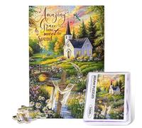 Christian Puzzles for Adults 1000 Pieces Amazing Grace Cross Jigsaw Puzzle Christian Bible Religious Puzzles Beautiful Cottage Picture for Home Church Decor Christian Gifts