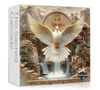 Christian Puzzles for Adults 1000 Pieces, Religious Bird White Dove Cross Puzzle, Easter Catholic Faith Landscape Jigsaw Puzzle