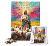 Christian Puzzles for Adults 500 Pieces Religious Bible Verses Jigsaw Puzzles Inspirational Jesus and Lamb Challenging Wooden Puzzle for Family Unzip Game