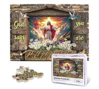 Christian Puzzles for Adults 500 Pieces Religious Jesus Cross Jigsaw Puzzles Bible Verses God Says You are Wooden Puzzle for Fun Family Game Motivational Toy Educational Intellectual