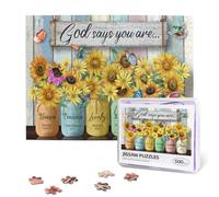 Christian Puzzles for Adults 500 Pieces Sunflower Religious Bible Verses Jigsaw Puzzles God Says You are Puzzle Inspirational Challenging Wooden Puzzle for Adults Family Game Toy Educational