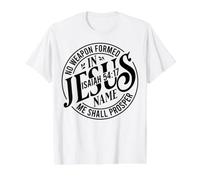Christian Quote God No Weapon Formed in Jesus Will Prosper Value Graphic T-Shirt, Men, White, M