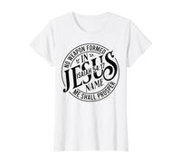 Christian Quote God No Weapon Formed in Jesus Will Prosper Value Graphic T-Shirt, Women, White, S