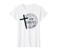Christian Quote Religious God Confidence I Can't He Can Value Graphic T-Shirt, Women, White, M