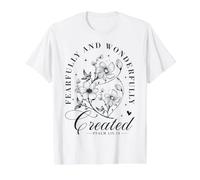 Christian Quote Religious God Fearfully Woderfully Floral Value Graphic T-Shirt, Men, White, S