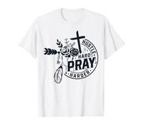 Christian Quote Religious God Hustle Pray Harder Jesus Work Value Graphic T-Shirt, Men, White, XL