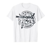 Christian Quote Religious God is Working Waiting Faith Pray Value Graphic T-Shirt, Men, White, XL