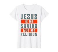 Christian Quote Religious God Jesus is My Savior Born Again Value Graphic T-Shirt, Women, White, S