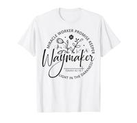 Christian Quote Religious God Waymaker Miracle Worker Light Value Graphic T-Shirt, Men, White, S