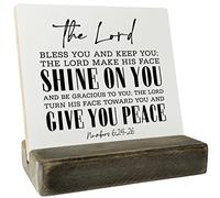 Christian Quote Wood Plaque Gift, Numbers 6:24-26- The Lord Bless You And Keep You, Plaque with Wooden Stand, Wood Sign Plaque Gift, Bible Verse Gift Wood Sign, Christian Family Religious Home Décor
