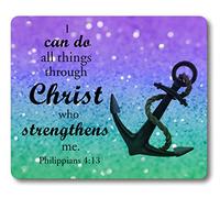 Christian Quotes Mouse Pad Anchor Bible Verse Philippians 4:13 I can do All Things Through Christ who Strengthens me Non-Slip Rubber Mouse pad