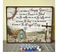 Christian Quotes Paint by Bumbers For Adults Beginner Christian Vintage DIY Paint by Number Acrylic Paint Canvas Inspirational Quotes Bedroom Decor Christian Painting Kits 16x20 Inch （DIY Frame ）