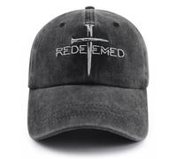 Christian Redeemed Cross Nails Hats for Men Women, Funny Adjustable Cotton Embroidered Jesus Christ Baseball Cap, Black, One size