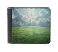 Christian Religious Cross Light of God Men's Bifold Wallet Slim Cash Card Holder Leather Purse