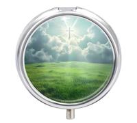 Christian Religious Cross Light of God Pill Box 3 Compartment Small Portable Medicine Case Pill Organizer for Pocket Purse
