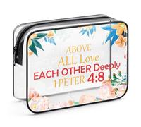 Christian Religious Gifts for Women Best Friend Sister Mom Coworker Christmas Birthday Valentine's Day Gifts Clear Makeup Bag Religious Faith Based Gifts Christian Cosmetic Bag PVC Toiletry Bag Pouch