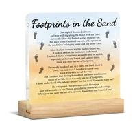 Christian Religious Gifts for Women Men Friends, Footprints in the Sand Clear Acrylic Desk Decorative Sign Motivational Home Office Desk Decor