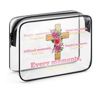 Christian Religious Gifts Makeup Cosmetic Bag Inspirational Gifts for Girls Women Catholic Gifts God Christmas Spiritual Gifts Valentines Mothers Day Easter Ideas Gifts Clear Travel Toiletry Bag