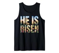 Christian Religious He is Risen Jesus Cross The Jesus Easter Tank Top