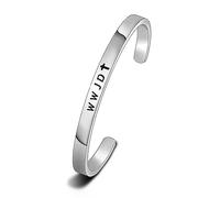 Christian Religious Jewelry WWJD Cross Cuff Bracelet Bangle First Communion Gift Faith Inspirational Gift