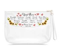 Christian Religious Makeup Bag Inspirational Quotes Gift for Women Girl Clear Cosmetic Bag Baptism Gift for Daughter Motivational Bible Verse Present for Her Sister Friend Christmas Easter Birthday
