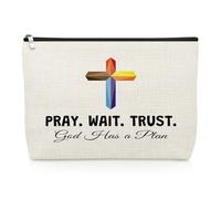 Christian Religious Makeup Bag Inspirational Scripture Gifts for Prayer Friend Sister Cosmetic Bag Bible Verses Gifts Christmas Birthday Present for Women Friendship Faith Mothers Day Travel Pouch