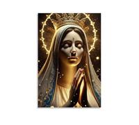 Christian Religious Poster with Golden Glitter And Virgin Mary Praying Poster Decorative Painting Canvas Wall Posters And Art Picture Print Modern Family Bedroom Decor Posters 20x30inch(50x75cm)