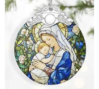 Christian Religious Virgin Mary Ornament - Christmas Decoration & Christmas Ornament; Stained Glass Holiday Decoration (Holiday Present, Bauble Present, Gift Idea, Gift Exchange) | Heirloom Keepsakes