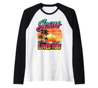 Christian Retro Sunset Vintage 80s Style Summer Beach Lover Raglan Baseball Tee