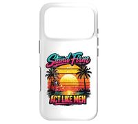 Christian Retro Sunset Vintage Style Stand Firm Act Like Men Case for iPhone 17 Pro