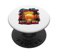 Christian Retro Sunset Vintage Style Stand Firm Act Like Men PopSockets Adhesive PopGrip