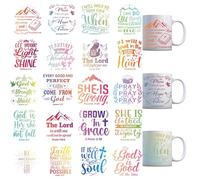 Christian Rub on Transfer Sticker - 20 Sheets Boho Bible Verse Inspiration Quotes UV DTF Waterproof Cup Wraps for 16 Oz Glass Cups Furniture Craft Wood DIY Crafts