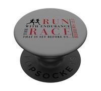 Christian Runner - Hebrews 12:1 Faith & Running Endurance PopSockets Adhesive PopGrip