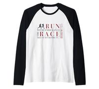 Christian Runner - Hebrews 12:1 Faith & Running Endurance Raglan Baseball Tee