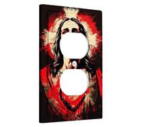Christian Sacred Heart Switch Cover Plates Red Easter Saviour for Wall Accents, Thermoplastic Wall Plates, Standard Size Single Duplex Plug
