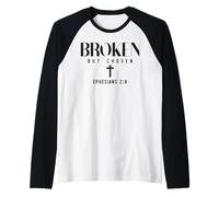 Christian Saying Broken But Chosen Minimal Raglan Baseball Tee