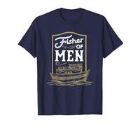 Christian Scripture Bible Verse Fisher of Men T-Shirt, Men, Navy Blue, Large