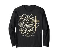 Christian Scripture Cross Design John 14:6 Long Sleeve T-Shirt